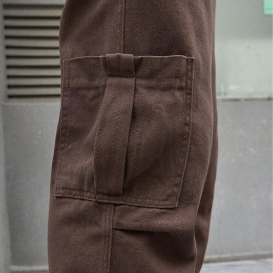 Brown Straight Leg Pants with Pockets
